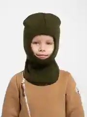 Оливковый шапка-шлем зимняя детская для мальчиков