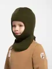 Оливковый шапка-шлем зимняя детская для мальчиков