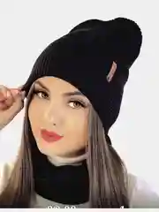 Черный женская шапка и снуд, вязаная, зимняя, с подкладкой, на флисе