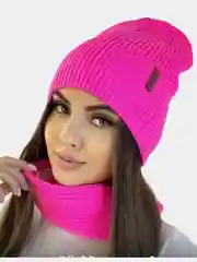 Фуксия женская шапка и снуд, вязаная, зимняя, с подкладкой, на флисе