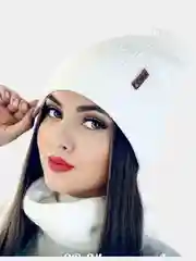 Белый женская шапка и снуд, вязаная, зимняя, с подкладкой, на флисе