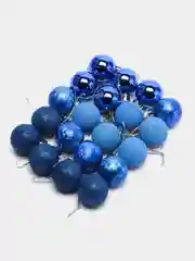 Синий набор новогодних шаров для елки в подарочной коробке, 3 см, 20 шт