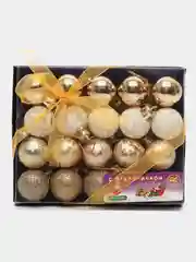 Золотой набор новогодних шаров для елки в подарочной коробке, 3 см, 20 шт