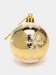 Золотой елочные шары, елочные игрушки, новогодние украшения "Снежинки", 6 см, 4 штуки, глянцевые