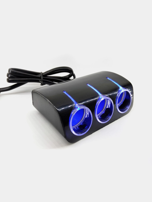 Разветвитель прикуривателя 120W OLESSON 1521 на 3 гнезда с LED подсветкой