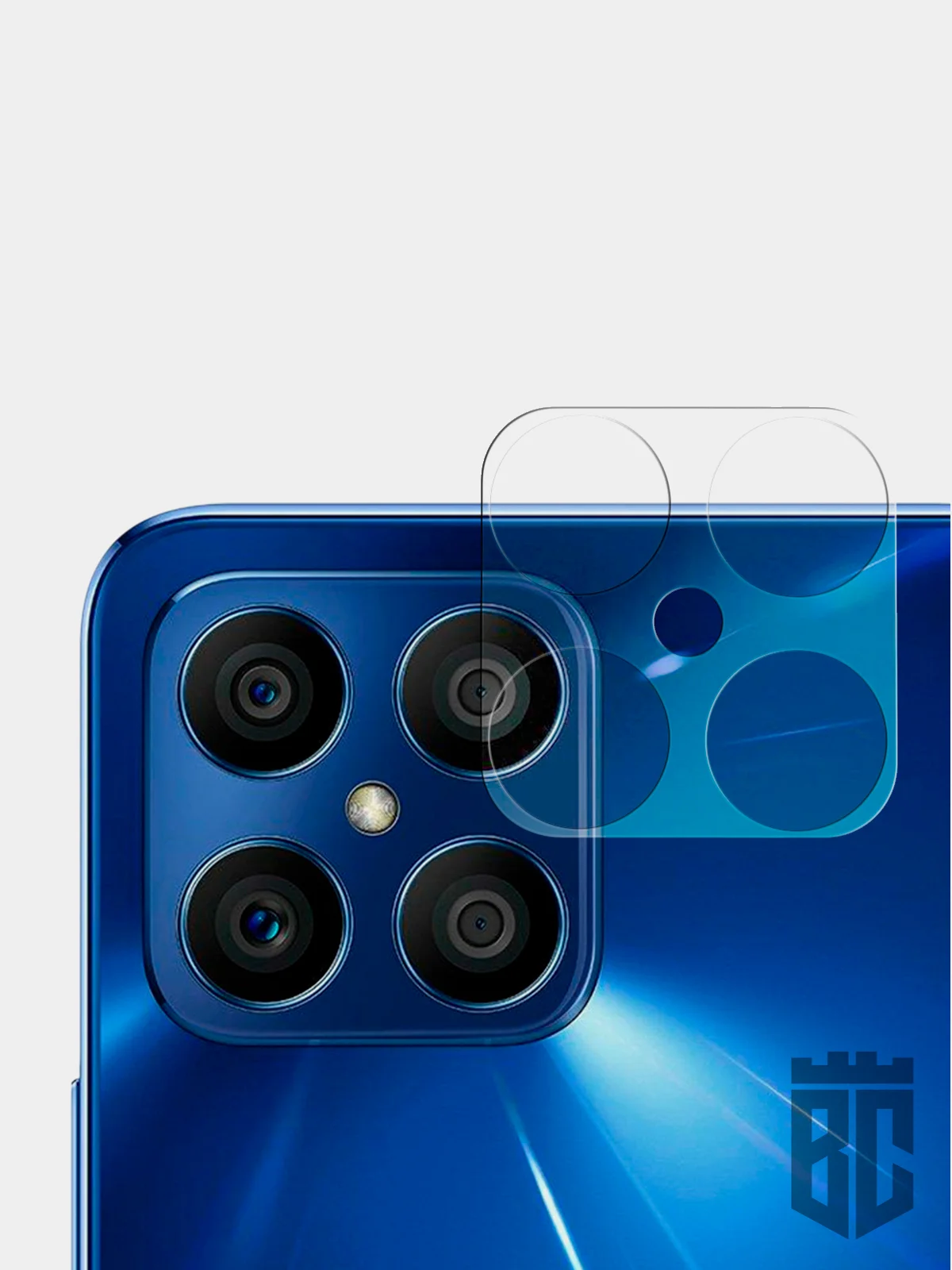 Стекло на камеру телефона BROSCORP Nova Y70/Y70 Plus/Y71, Honor X8 прозрачное закаленное