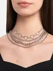 Серебряный комплект из 4 цепочек на шею Valeri, многослойное ожерелье-чокер