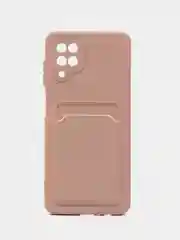 Бежевый чехол Samsung Galaxy A12 / M12, Самсунг Галакси А12 / М12 силиконовый с карманом для карты