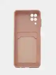Бежевый чехол Samsung Galaxy A12 / M12, Самсунг Галакси А12 / М12 силиконовый с карманом для карты