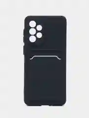 Темно-синий чехол Samsung Galaxy A33, Самсунг Галакси А33 5G силиконовый, с карманом для карты