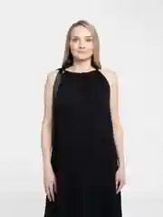 Черный платье женское длинное, в пол, хлопок