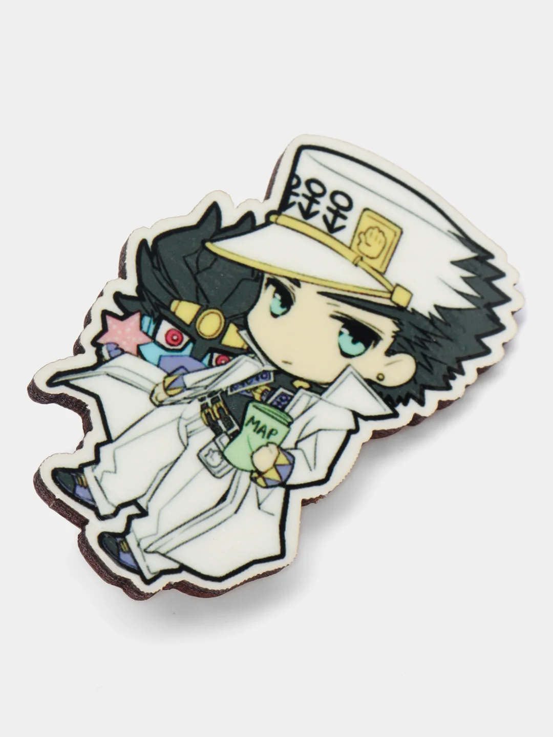 Багровый значки деревянные с аниме "JoJos Bizarre Adventure", "My Hero Academy", "Bungo Stray Dogs"