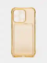 Желтый чехол силиконовый с кармашком для карты iPhone 13, 14 (Mini, Pro, Pro Max, Plus)