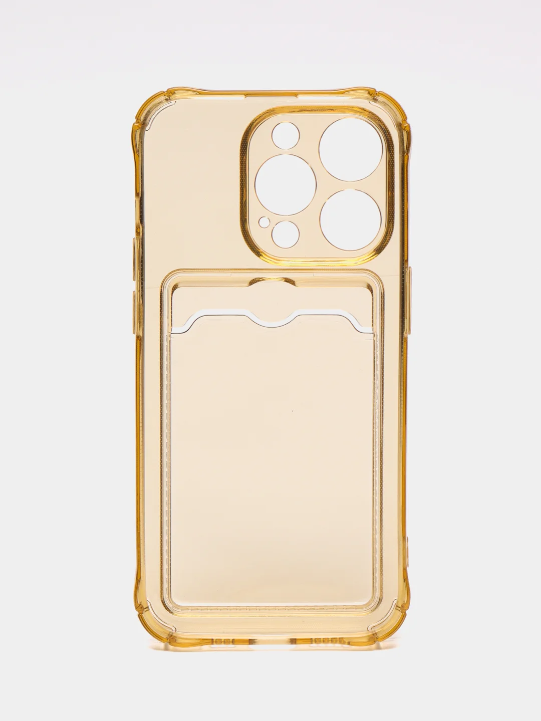 Желтый чехол силиконовый с кармашком для карты iPhone 13, 14 (Mini, Pro, Pro Max, Plus)