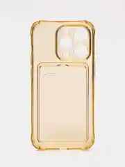 Желтый чехол силиконовый с кармашком для карты iPhone 13, 14 (Mini, Pro, Pro Max, Plus)