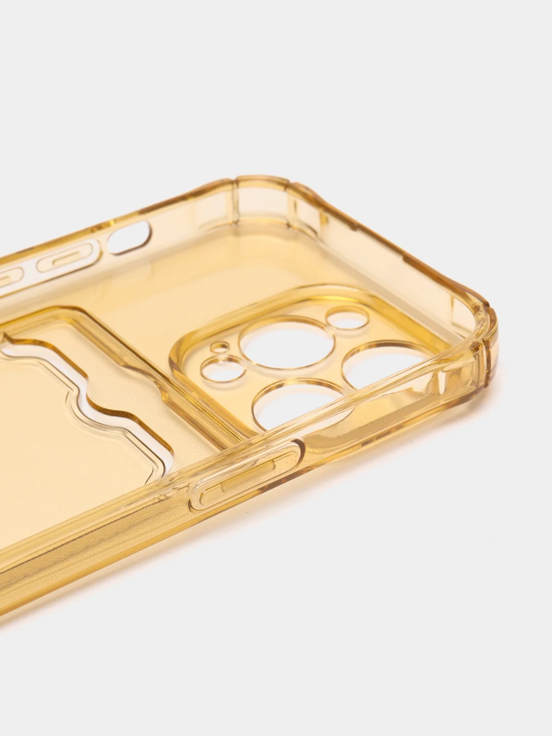 Желтый чехол силиконовый с кармашком для карты iPhone 13, 14 (Mini, Pro, Pro Max, Plus)