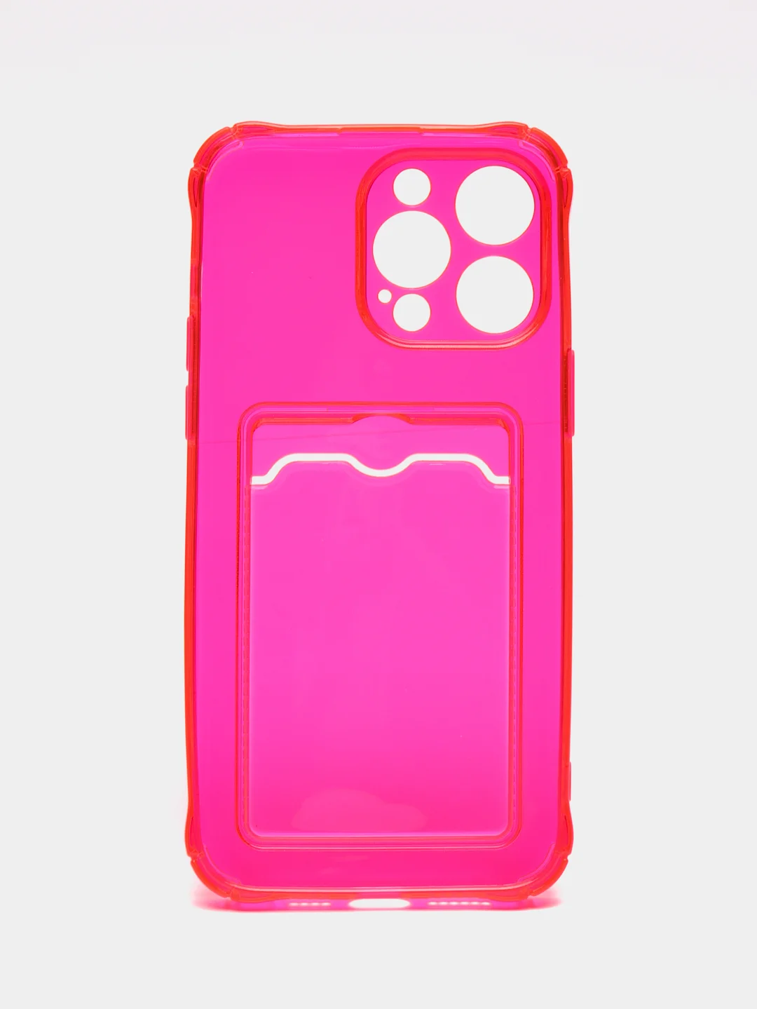 Красный чехол силиконовый с кармашком для карты iPhone 13, 14 (Mini, Pro, Pro Max, Plus)