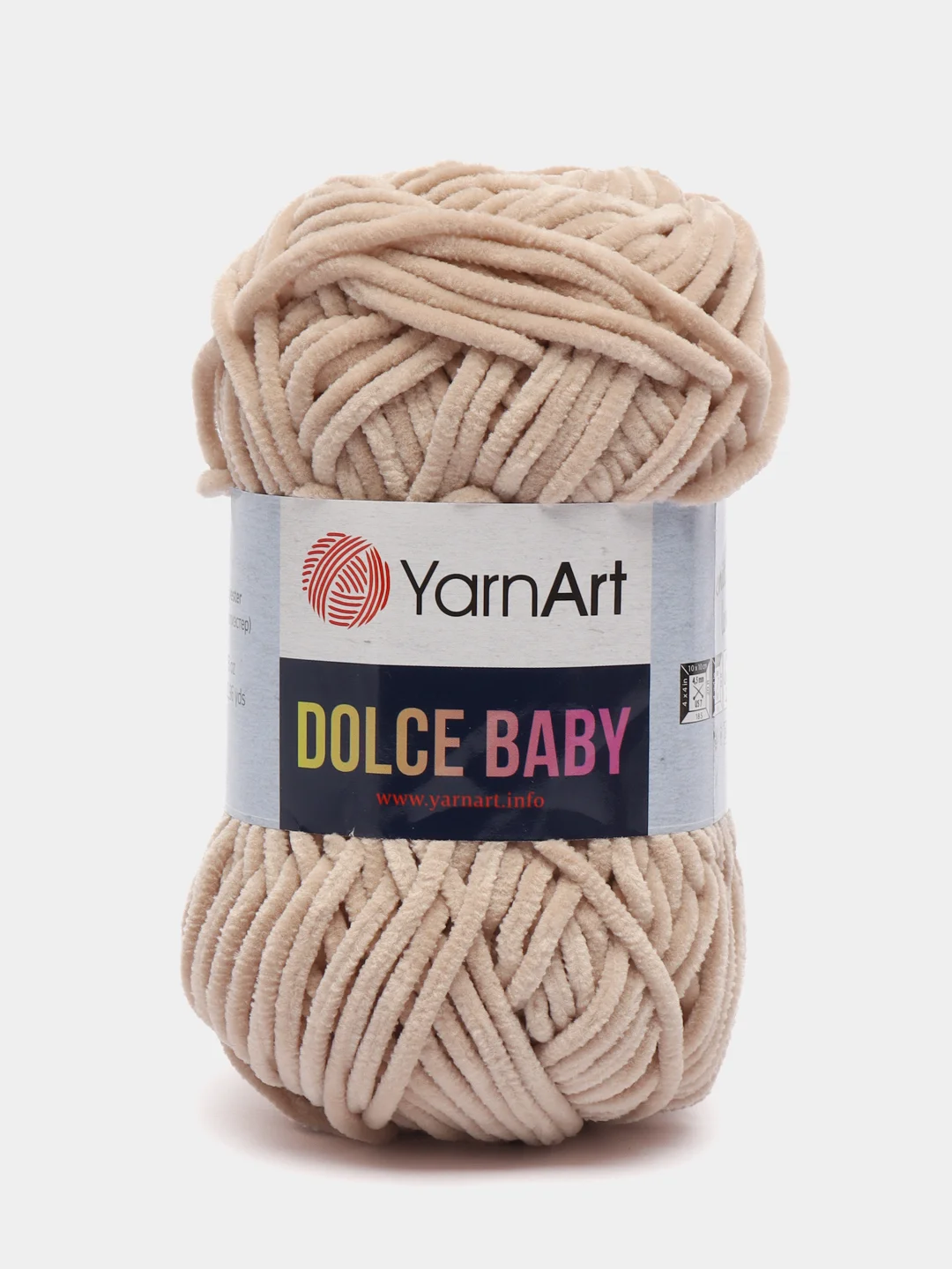Бежевый пряжа плюшевая YarnArt "Dolce Baby", 100% микрополиэстер, 50 г, 85 м