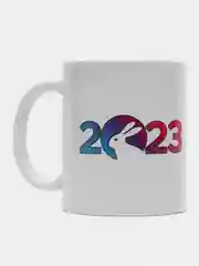 Белый кружка с символом 2023 года " Кролик"