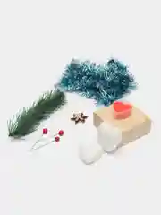 Новогодний Набор "Мишура, снежинка, свеча, ветка елки, снегарики"