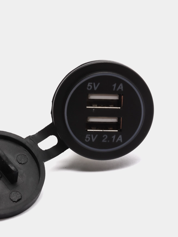 USB-зарядное, врезной круглый, 1А и 2А