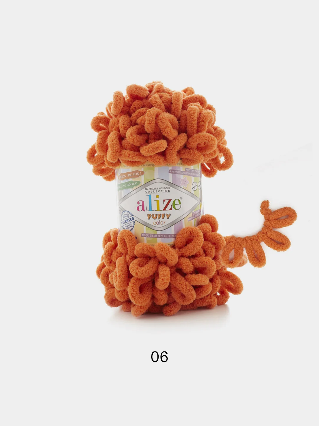 Рыжий пряжа Alize Puffy, петельки большие, микрополиэстер, 100 г, 9 м