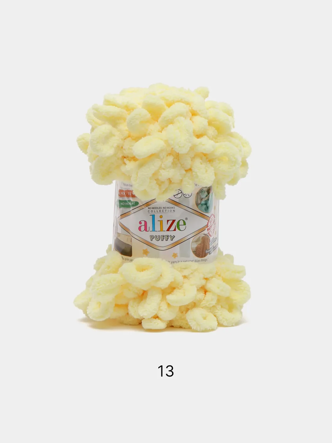 Светло-жёлтый пряжа Alize Puffy, петельки большие, микрополиэстер, 100 г, 9 м