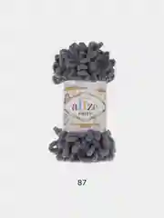 Тёмно-серый пряжа Alize Puffy, петельки большие, микрополиэстер, 100 г, 9 м