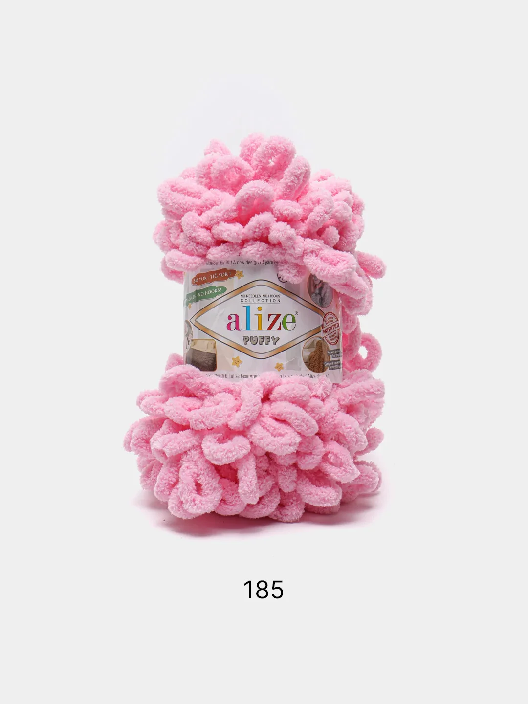 Розовый пряжа Alize Puffy, петельки большие, микрополиэстер, 100 г, 9 м