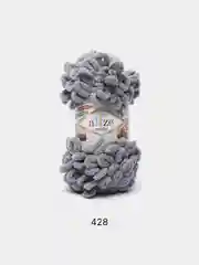 Серый пряжа Alize Puffy, петельки большие, микрополиэстер, 100 г, 9 м