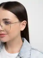 Серебряный имиджевые очки / прозрачные / унисекс