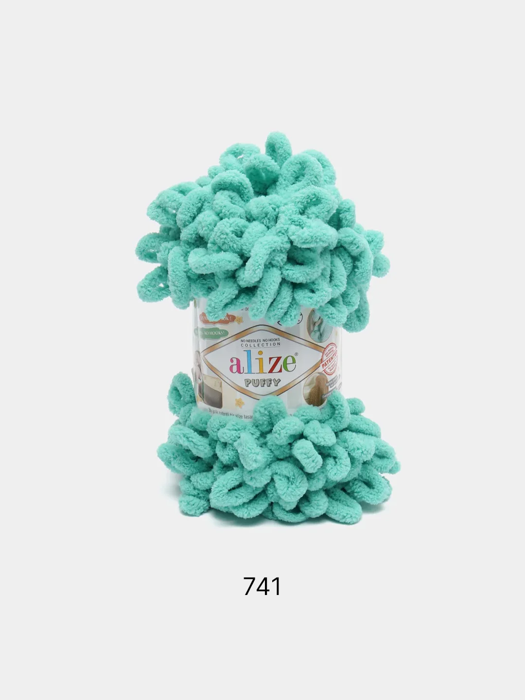 Бирюзовый пряжа Alize Puffy, петельки большие, микрополиэстер, 100 г, 9 м