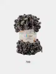 Серый меланж пряжа Alize Puffy, петельки большие, микрополиэстер, 100 г, 9 м