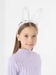 Белый ободок светящийся, с ушками, меховой