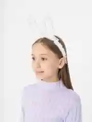 Белый ободок светящийся, с ушками, меховой