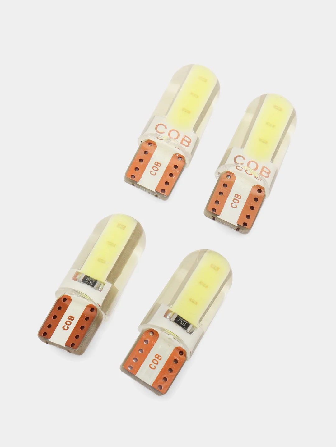 Светодиодные габаритные LED лампы W5W T10 COB 4 автосвет огни