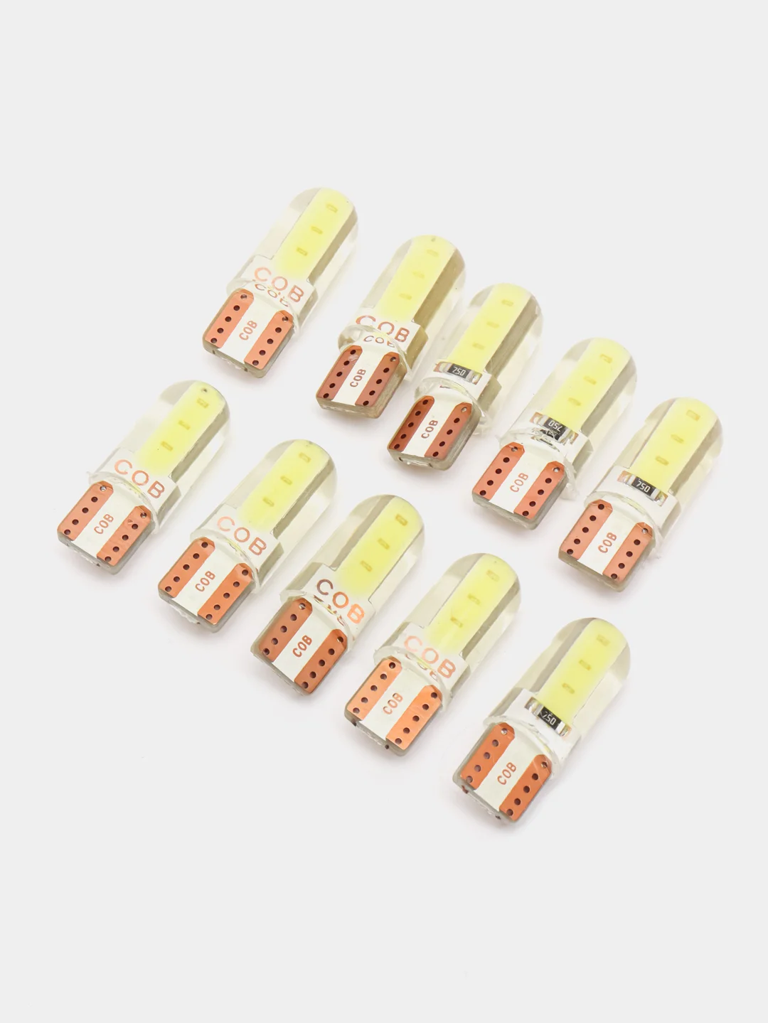 Светодиодные габаритные LED лампы W5W T10 COB 4 автосвет огни