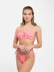 Розовый женский раздельный купальник, на завязках