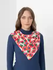 Вишнёвый платок женский из хлопка с принтом