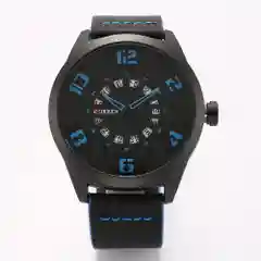 Черный мужские наручные часы Curren 8258 с календарём в подарочной упаковке