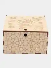 Желтый коробка новогодняя, деревянная, для подарков
