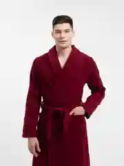 Бордовый халат махровый мужской, банный, домашний, 100% хлопок р.42-54