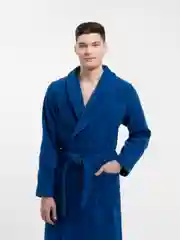 Синий халат махровый мужской, банный, домашний, 100% хлопок р.42-54