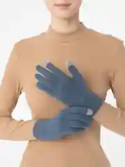 Синий меланж перчатки женские сенсорные, теплые