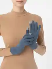 Синий меланж перчатки женские сенсорные, теплые
