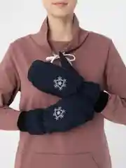 Синий меланж варежки женские, краги, теплые, непромокаемые