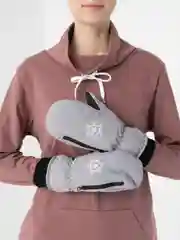 Серый меланж варежки женские, краги, теплые, непромокаемые