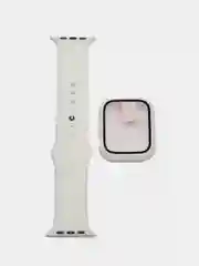 Бежевый бампер с защитным стеклом и ремешком для Apple Watch 38/40/41/42/44/45/49