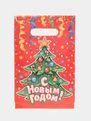 Алый набор пакеты новогодние, полиэтиленовые, 20 х 30 см, по 3, 5 и 10 штук, 5 расцветок
