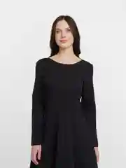 Черный женское длинное платье, с А-силуэтом и длинным рукавом